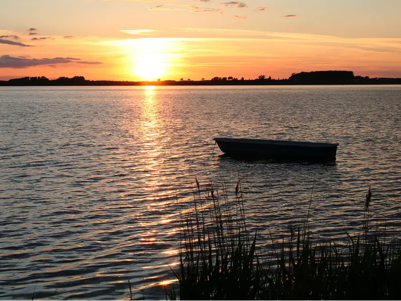Rügen Bodden boot Sonnenuntergang