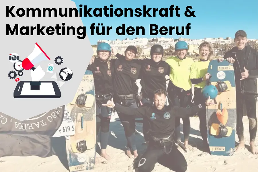 Kommunikationskraft: Kommunikation & Marketing für den Beruf inkl. Kitekurs /-verleih & 6x Übernachtung oder mit optionalen Aktivitäten: Surfen, Skaten, Wing Foil oder Windsurf